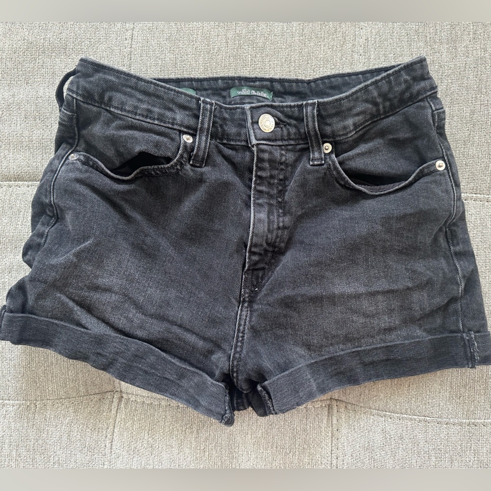 Black denim shorts